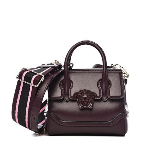 VERSACE Calfskin Small Palazzo Empire Bag Burgundy